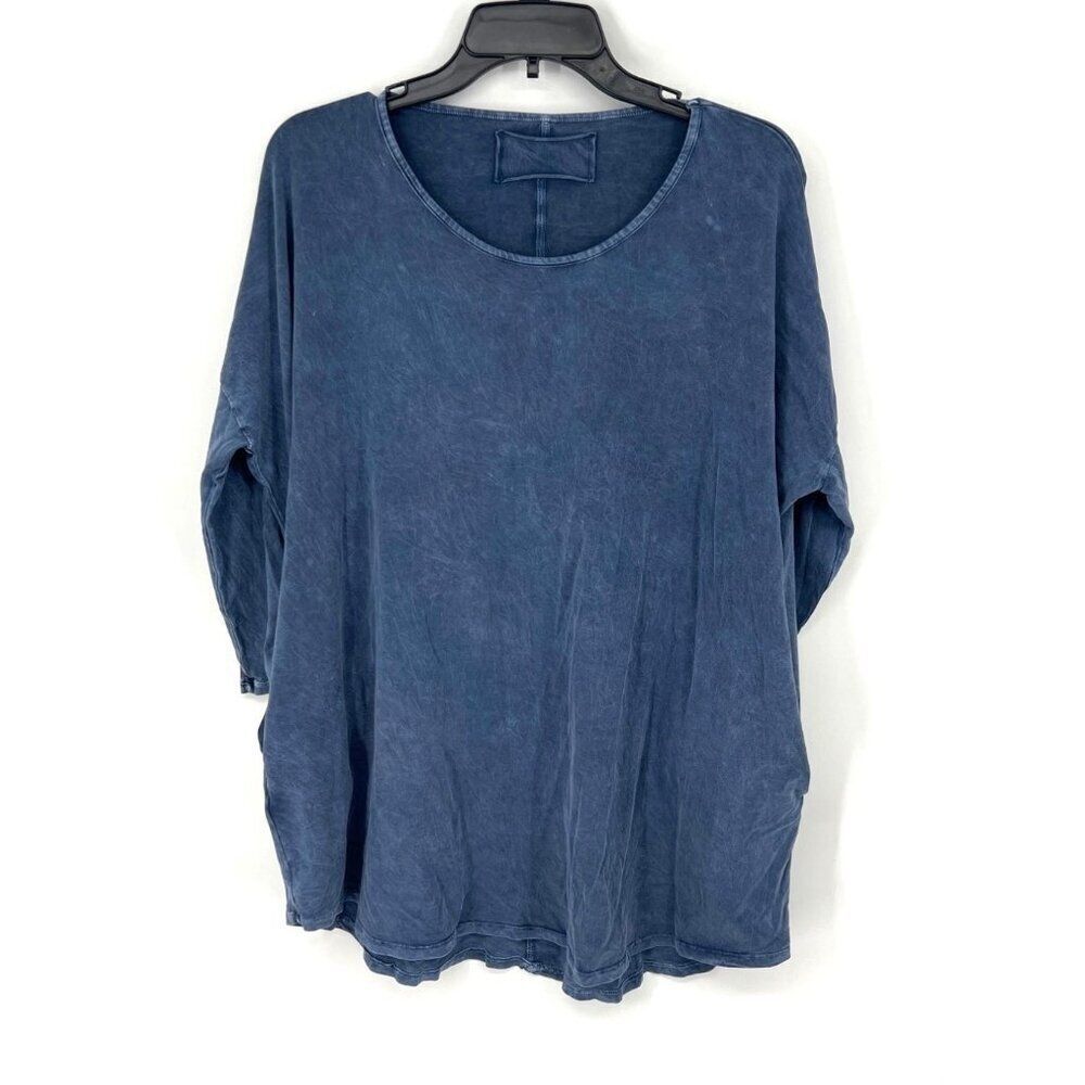 Rock Cotton Womens Round Bottom Tunic Size 2 Blue Supima Cotton